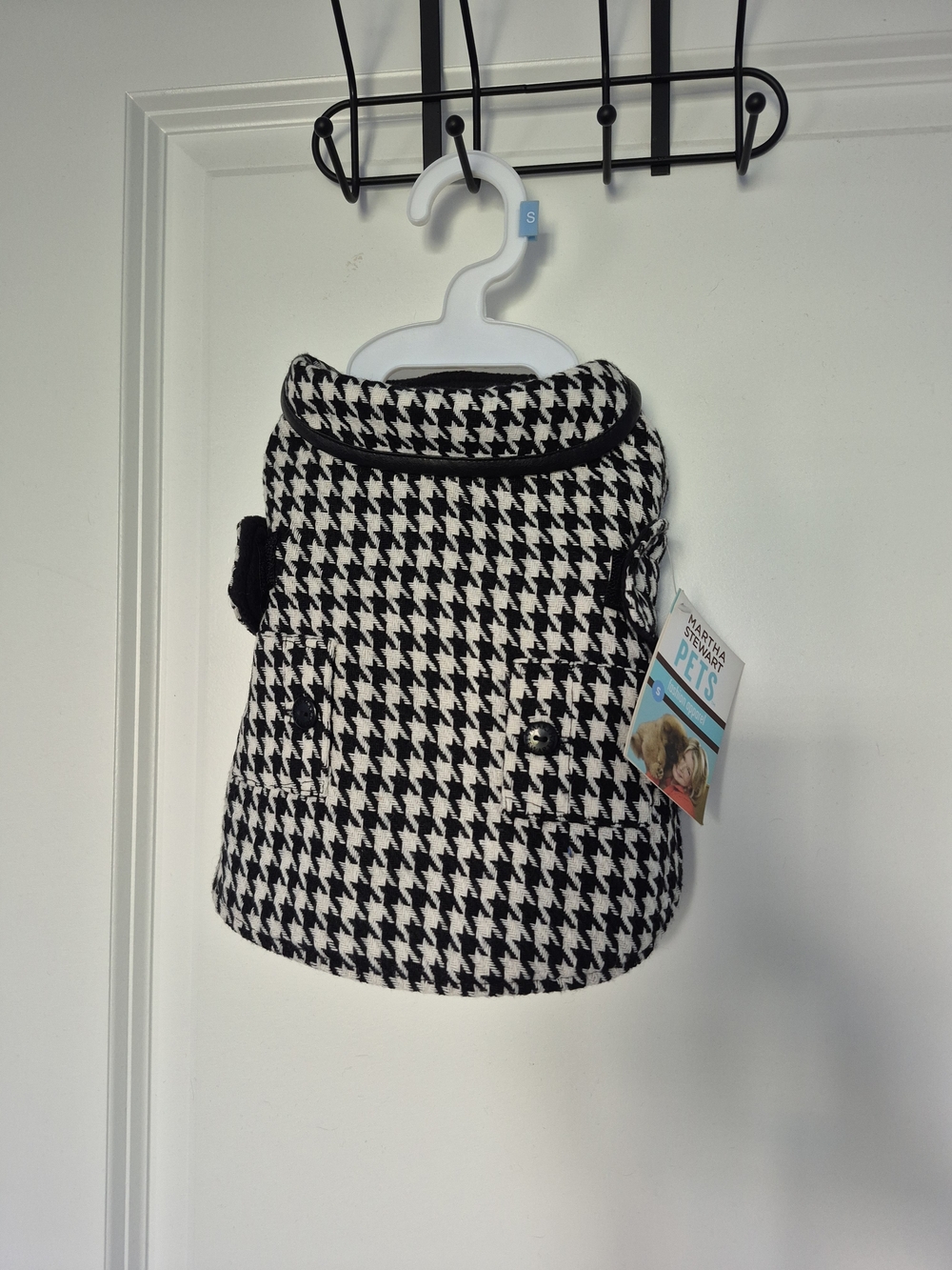 Black and White Houndstooth Dog Coat